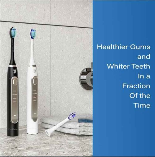 PureRadiance LED Whitening Electric Toothbrush – Waterproof, Sonic Brush with 6 LED Lights for Whitening, Soft Bristles, Rechargeable, Travel Case Included – Ideal Electric Toothbrush for Adults
