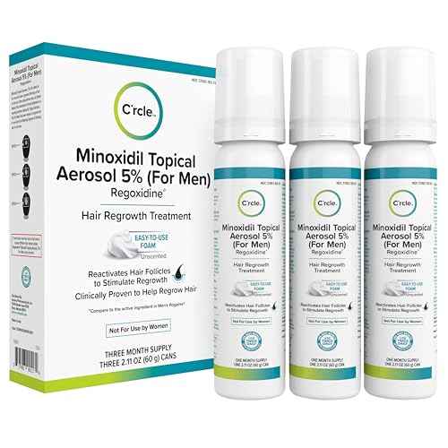 Minoxidil for Men Foam 5% - Unscented 3 Month Supply - Helps Restore Vertex Hair Loss & Thinning - 5% Minoxidil Foam For Men - Extra Strength Supports Hair Regrowth