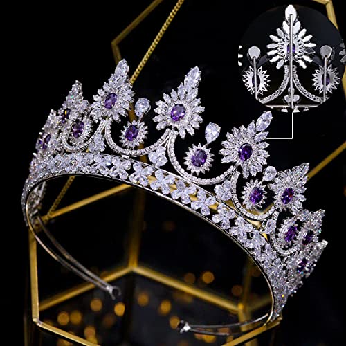 Aoligrace Luxury 5A Level Cubic Zirconia Bridal Tiaras for Wedding Quinceanera CZ Crowns Pageant Headpiece Hair Accessories