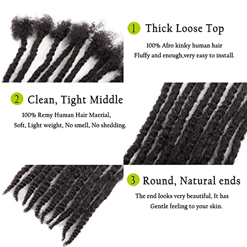 Orientfashion Textured Locs Extensions Human Hair,Natural Black 8-16inch 0.4cm 0.6cm And 0.8cm Human Hair Curly Ends Can Be Dyed Bleached Curled and Twisted(14 Inch 20strands, 0.4cm Natural black)