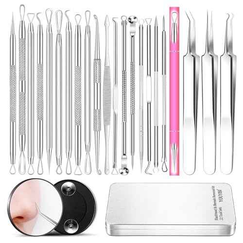 2025 Professional Pimple Popper Tool Kit - 22 PCS Blackhead Remover Tools for Acne and Zit Popping Comedone Extractor with Magnifying Glass