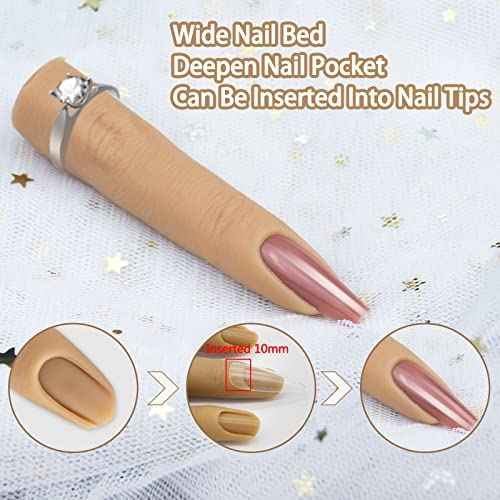Silicone Practice Fingers for Acrylic Nails, Bendable Nail Training Finger Soft Silicone Fake Finger to Practice Fake Nails, Flexible Nail Practice Fingers Hand for DIY Nails