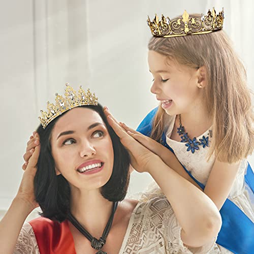 AOPRIE King & Queen Artemis Tiara and Crown for Women Men Crystal Hair Accessories for Wedding Prom Bridal Birthday Party Halloween Costume Christmas Gifts Gold Princess Tiara for Girls Boys