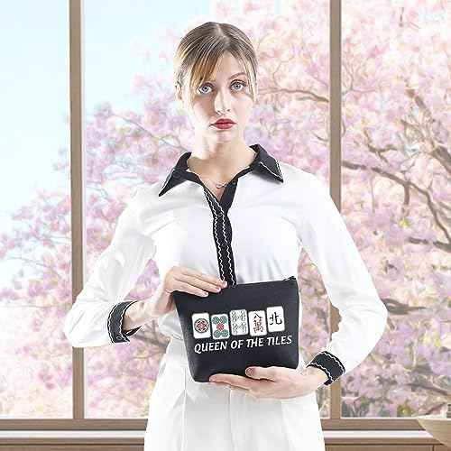 GJTIM Chinese Game Themed Gift Queen Of The Tiles Board Game Storage Bag for Game Lover (Tiles Queen Black)