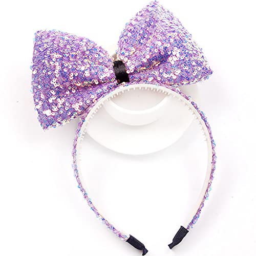 Sequin Mouse Ears Headbands Bow Glitter Hair Clasp Party Decoration for Girls,Women