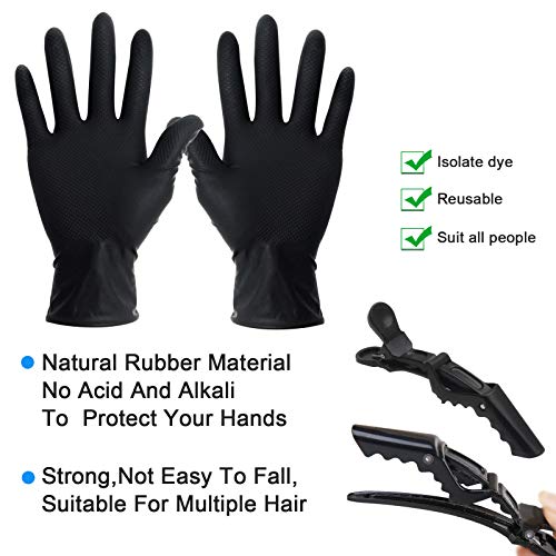 15 Pcs Hair Dye Coloring Kit, Hair Coloring Dyeing Bleaching DIY Salon Tool, Hair Tinting Bowl/Dye Brush/Mixing Spoon/Ear Cover/Gloves/Tint Comb Hair Dye Kit (Black)