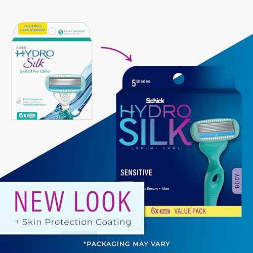 Schick Hydro Silk Sensitive Razor Blade Refills, 6 Count | 5-Blade Sensitive Skin Razors for Women | Womens Razor Refills for Sensitive Skin