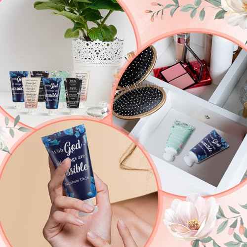 12 Pcs Christian Hand Cream Bulk for Women Breast Cancer Awareness Gifts Christian Gifts in Bulk Bible Mini Travel Size Lotion for Skin Dry Bible Verse Hand Lotion for Mom Grandma Christmas Holiday