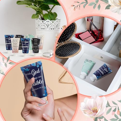 12 Pcs Christian Hand Cream Bulk for Women Breast Cancer Awareness Gifts Christian Gifts in Bulk Bible Mini Travel Size Lotion for Skin Dry Bible Verse Hand Lotion for Mom Grandma Christmas Holiday