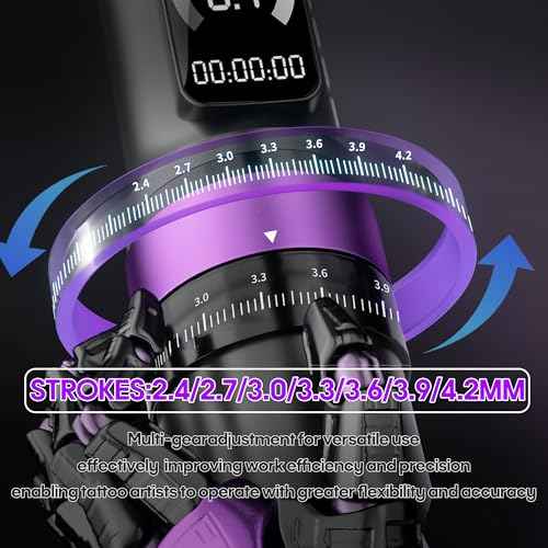 Tattoo Gun Kit Complete Tattoo Machine Kit 7 Strokes Length with 2 Batteries 2300mAh Power Supply 11pcs Tattoo Inks 20 Pcs Tattoo Cartridge Needles for Artist and Beginner