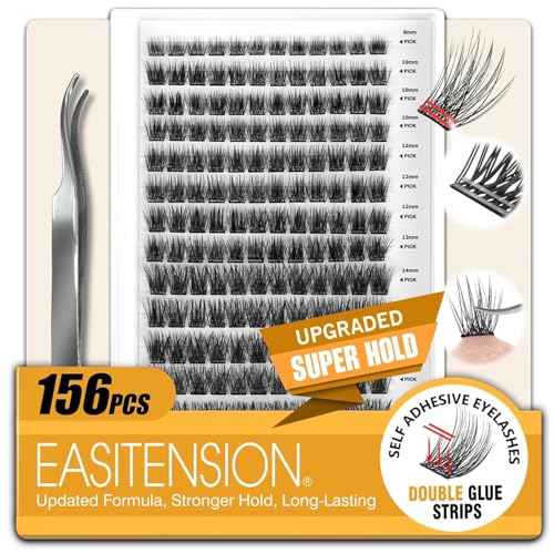 156 PCS Self Adhesive Eyelashes Clusters Kit Lash Clusters DIY Eyelashes Pre Glued No Glue Needed No Remover No residue