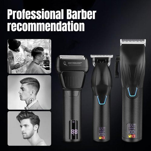 EHJYO Professional Hair Clippers and Trimmer Set, Electric Razor Foil Shavers, Cordless Clippers for Hair Cutting, LCD Display/Travel Case, Gifts