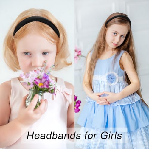 Headbands for Women, Black Womens Thick Silk Satin Super Soft & Comfortable Sponge Padded Headbands Hair Bands Hoops Accessories for Women Girls