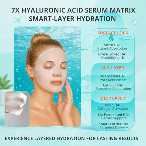 GONIM Face Mask Korean Skin Care with Hyaluronic Acid Serum & Collagen Activation, Face Masks Skincare with Vitamin C, Moisturizing Sheet Mask for All Skin,Korean Face Mask Travel Essentials 20 Sheets