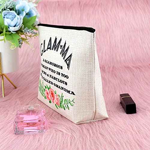 Grandma Gifts from Grandchildren Makeup Bag Mother's Day Gifts Birthday Gifts for Grandmother Best Grandma Ever New Glamma Gifts Thank You Gift for Women Nana Travel Cosmetic Pouch Christmas Gift