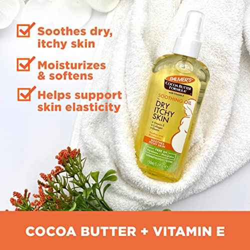 Palmer's Cocoa Butter Formula Soothing Oil with Vitamin E, Dry, Itchy Skin Relief, Anti-Itch Body Oil, 5.1 Ounces