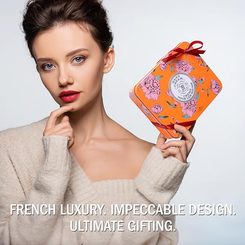 La Chatelaine Hand Cream Trio Tin, Holiday Gift Set, Natural Hand Lotion, Made in France with 20% Organic Shea Butter, Nourishing (Gardenia or Coconut Milk, Orange Blossom, Oud Rose) 3 x 1 fl. oz