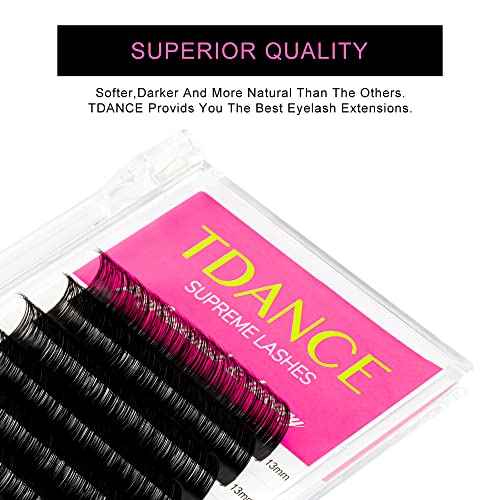 TDANCE Lash Extension Matte Black Eyelash Extension C CC D DD J B L Curl Volume & Classic Lash Extensions 0.03-0.18mm Thickness Professional Salon Use(0.05-D,10-17 mm)
