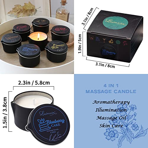 Organic Soybean Wax Essential Oil Infused Massage Oil SPA Candle for Couples, Home Scented Candle for Relaxation Bluberry Cake Scent 2.35OZ