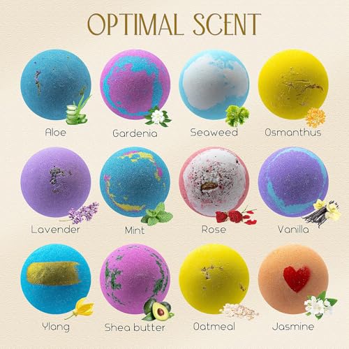 GETT Bath Bombs Gift Set,12pcs Individually Wrapped Natural & Moisturizing Bath Bombs for Women,Men & Kids, Relaxing Bubble Bath, Handmade Birthday Gift for Wife & Mom, Luxury Organic Bath Essentials