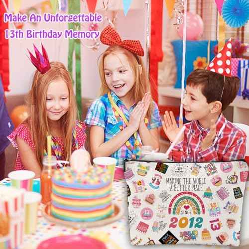 13 Year Old Girl Gifts Makeup Bag for Girls, Her, Teenage, Sister, Daughter, Granddaughter, Cute 2012 13th Birthday Decorations for Girls, Christmas, Cosmetic Travel Pouch