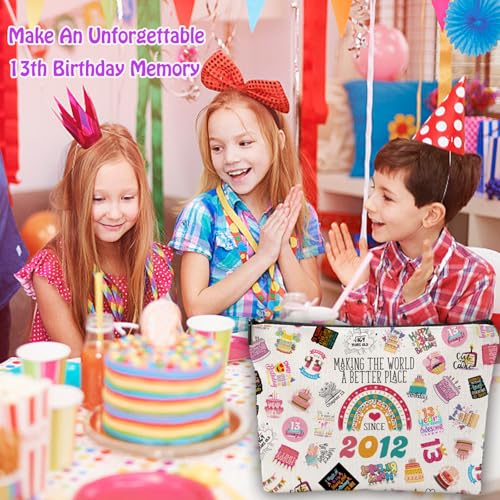 13 Year Old Girl Gifts Makeup Bag for Girls, Her, Teenage, Sister, Daughter, Granddaughter, Cute 2012 13th Birthday Decorations for Girls, Christmas, Cosmetic Travel Pouch