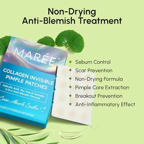 MAREE Invisible Pimple Patches - Clear Pimple Patches for Face - Hydrocolloid Acne Patches Anti Blemish - Zit Stickers for Face - Parches Para Acne - Pinple Zit Patches Pimple Stickers - 72 Dots