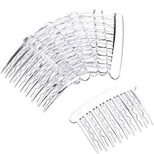 Gejoy 12 Pieces Plastic Teeth Hair Combs Tortoise Side Comb Hair Accessories(Transparent)