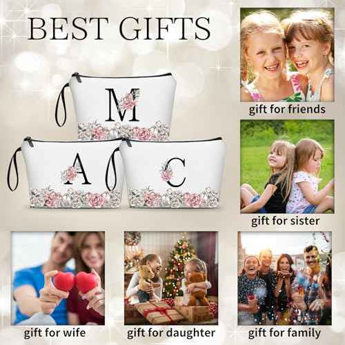 Personalized Makeup Bag for Teen Girls,Gifts for Sisters from Sisters Adult,personalized gifts for girls,Mother Birthday Gifts,Monogrammed Makeup Bag,Letter E