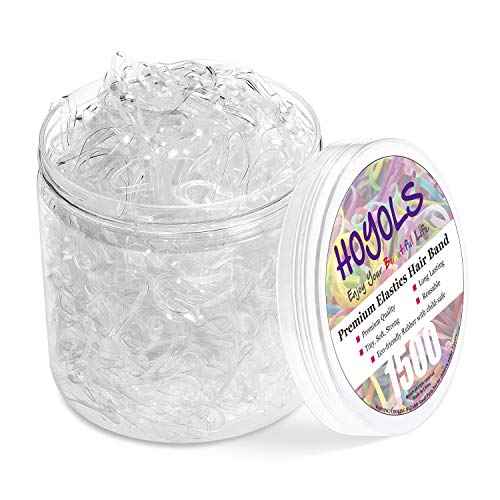 HOYOLS Clear Elastic Hair Rubber Bands, 1500pcs Mini Small Clear Ponytail Elastics Holders for Blond Kids Girls Hair No Crease Damage No Hurt 1 Inch TPU