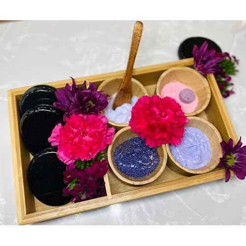 Generic Pedicure Bamboo Spa Tray Set: 4 Bowls, Spoon, 10 x 6 x 1.3 inches