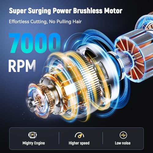 Professional Hair Clippers Trimmer for Men - Cordless Barber Clippers Set with High Torque Brushless Motor & DLC Coated Detachable Blade& Charging Stand, Premium Gifts for Men