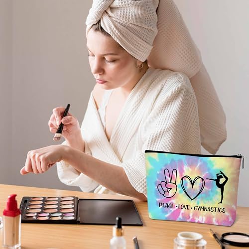ONDTOM Peace Love Gymnastics Makeup Bags for Teens, Girls Gymnastics Gifts for Players Kids Friends, Gymnastics Stuff Accessories-B53