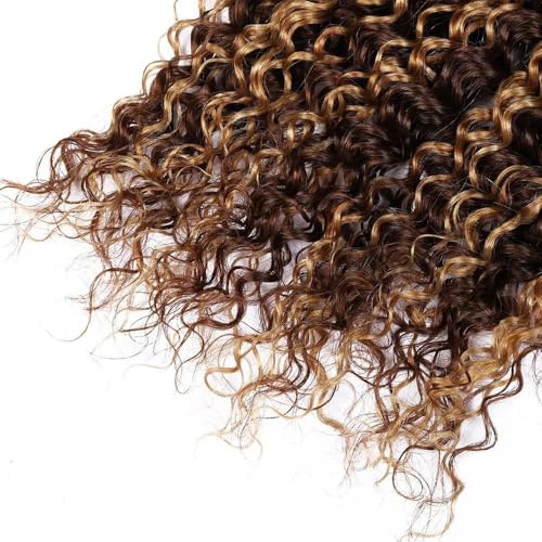 Brown Human Hair Bundles P427 Highlight Honey Blonde Curly Wave 3 Bundles Human Hair 30 32 34 Inch Double Weft Grade 12A Unprocessed Virgin Remy Hair 2 Tone #4 Mixed With Color 27 50g Per Bundle