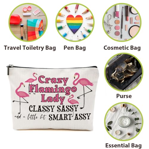 Flamingo Gifts, Flamingo Makeup Bag, Flamingo Bird Animal Lover Gifts for Women Mom, Flamingo Stuff Summer Cosmetic Bag, Flamingo Themed Gifts Funny Toiletry Bag Graduation Birthday Gifts