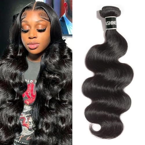 ASHINE Human Hair Bundle Body Wave Straight, Unprocessed Cambodian Raw Hair Bundles for Women Natural Black 24 Inch, Keep Soft and Silky After Multiple Washes