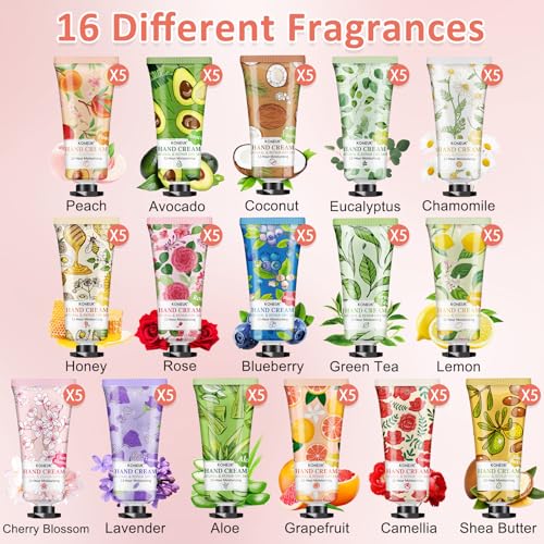 80 Pack Hand Cream Set for Dry Cracked Hands, Bulk Hand Lotion Travel Size for Stocking Stuffers, Mini Hand Cream for Christmas Gifts, Birthday Gifts and Bridal Shower Gifts for Guests