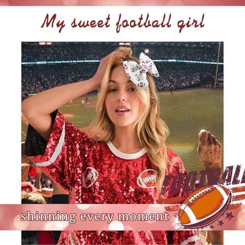 Cute Hair Clips for Thin Hair Baseball Bows for Toddler Girls Football Accessories Glitter Bows for Girls Gifts for Women Big Hair Clips