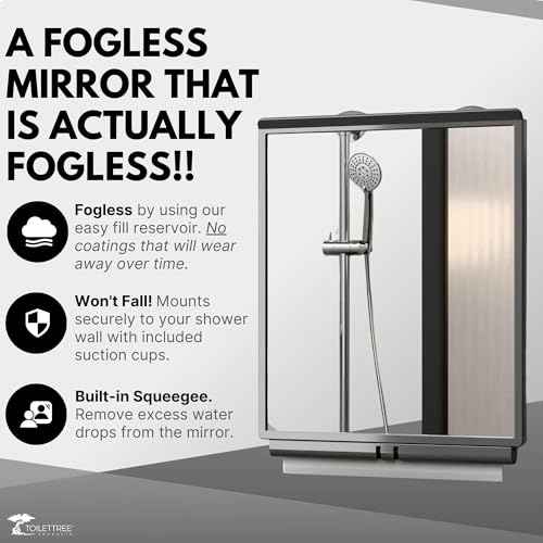 ToiletTree Products Fogless Shower Bathroom Mirror with Squeegee and Travel Bag