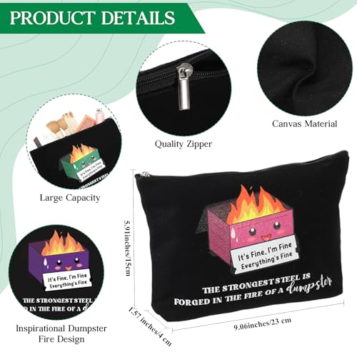Reginary 12 Pcs Dumpster Fire Makeup Bags Funny Gifts Employee Appreciation Cosmetic Bag Gifts for Christmas Coworker Staff Team