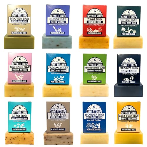 Plant- Based Soaps (Pack of 12) - Made for Families with Gentle Ingredients - Cruelty-Free - Active Essential Oils - Gift Pack