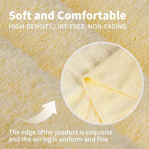 1 Piece Ultra Soft Washcloths Towels( 13x13 "), 100% Cotton Face Cloths, Highly Absorbent, Fade Resistant, Multi-Purpose Wash Cloths & Hand Towels, Face towels for Bathroom, Hotel, Spa, and Gym-Yellow