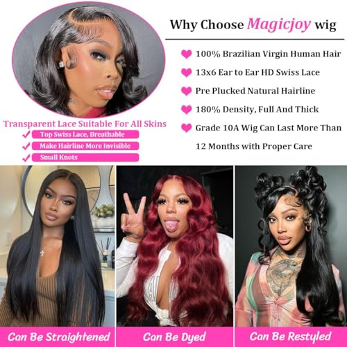 Body Wave Human Hair Wigs for Women Glueless HD Lace Front Wigs Human Hair Body Wave 180 Density Lace Frontal Wigs Human Hair Pre Plucked Body Wave 13x6 Lace wig 24 Inch