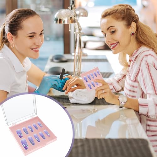 30 Sets Press on Nail Box Nail Display Case Artificial Nail Display Storage Box with 60 Pcs Adhesive Double Sided Tape Press On Nail Packaging for Nail Salon