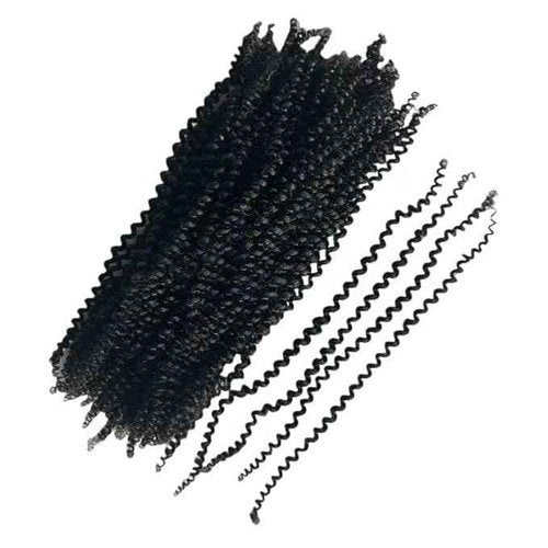 Afro Kinky Curly Springy Twist Double Drawn Bulk Human Hair Braiding Hair for Dreadlock Hair Pre-Separated Hair Extensions Natural Color 14Inch 200g