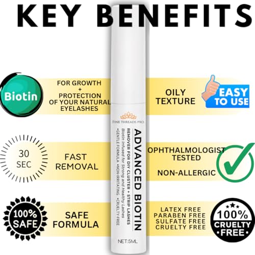 Lash Remover 2 in 1 BIOTIN Cluster Lashes Remover for Lash Extensions at Home Lash Clusters DIY Eyelash Extension Remover DIY Lash Extension Remover Adhesive