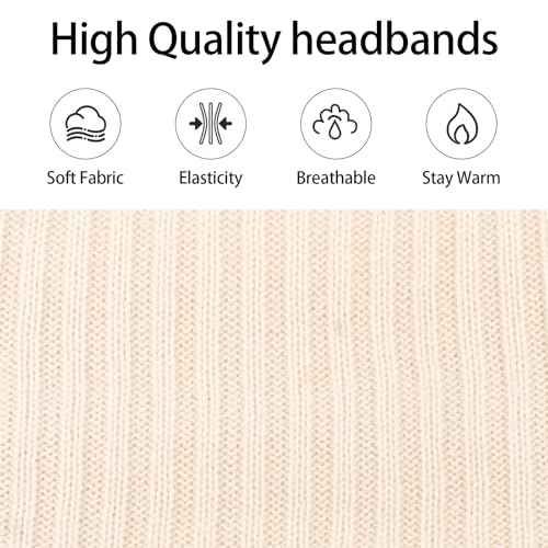 YISSION Winter Headbands for Women Non Slip Wide Headbands Thick Knit Head bands Black White Headband Soft Ear Warmer Hairbands Hair Accessories for Women Girls
