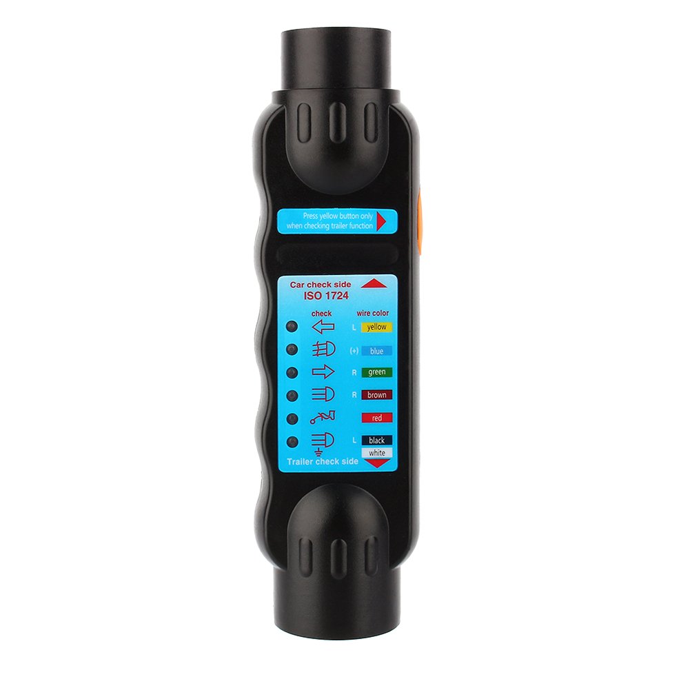 12V 7-Pin Trailer Tester Plug RV Connector Tester Plug Tool Socket Adapter for Trailer(European Specifications)