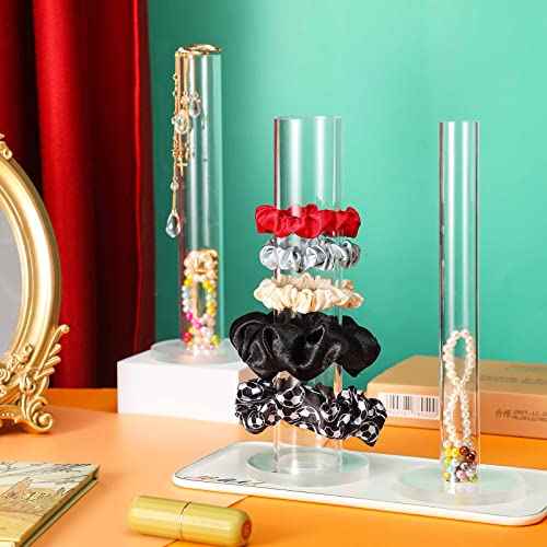 3 Pcs Scrunchie Holder 9 Inch Hair Tie Organizers Stand Acrylic Bracelet Holder Clear Accessories Display Jewelry Bangle for Cute Room Decor Woman Gift Storage Christmas