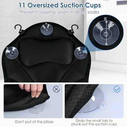 Atsuwell Full Body Bath Pillow for Bathtub, Ergonomic Bathtub Cushion for Neck, Waist, Hip Support, Luxury 3D Mesh Shower Pillow with Non-Slip Suction Cups & Dual Hooks, Pressure Relief, 51'' x17''